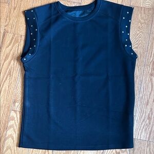 NWOTBlack Sleeveless Top with Studded Details